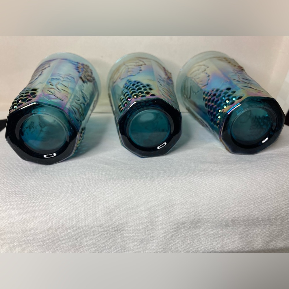 Vintage Indiana Blue Harvest Grape Carnival 3 Glasses - Picture 6 of 10